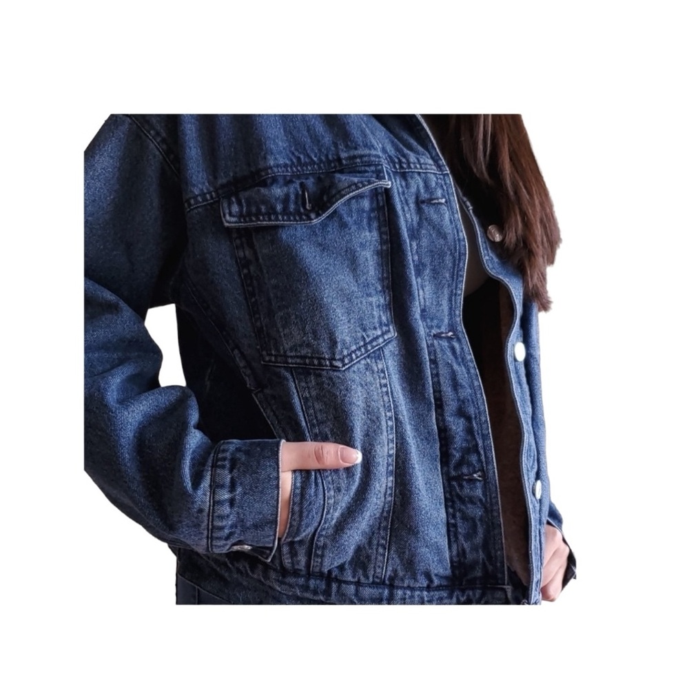 Anthropologie Pilcro Faux Sherpa Collar Denim Button Up Jean Jacket Size‎ Small - Picture 15 of 16